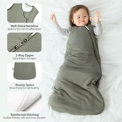 BubblePanda Bamboo Sleep Sack - Supersoft 1.0 Tog Toddler Blanket | Unisex 24-36 Months with 2-Way Zipper