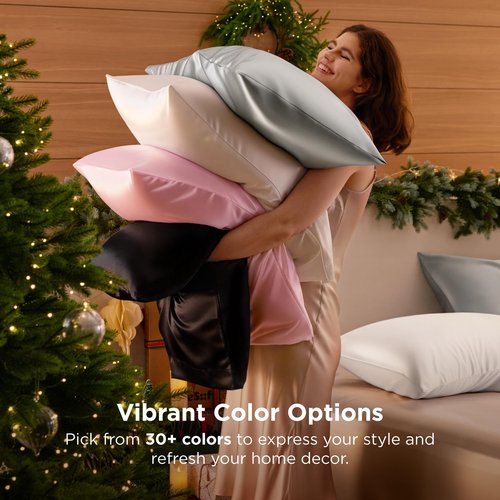 Bedsure Satin Pillowcase, Similar to Silk Pillow Cases Queen Size Set of 2, Cooling Pillow Case Covers with Envelope Closure, Room Decor Gifts for Women Men, Silver Grey, 20x30 Inches, 2pcs