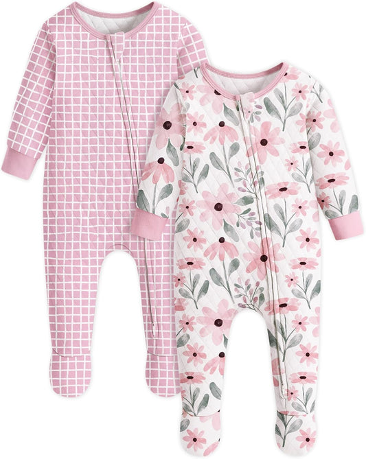 Yoofoss Organic Cotton Baby Pajamas - Warm Quilted Footed Sleepers for Newborns & Infants (0-9 Months)