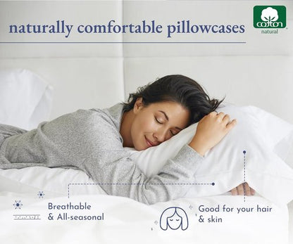California Design Den Pillowcases - 100% Cotton Soft Sateen Weave, Set of 2 for Queen & Standard Pillows - Bright White