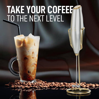 Zulay Kitchen Milk Frother - Luxury Handheld Electric Foam Maker for Coffee & Lattes | Gift-Ready with 4 Duracell Batteries