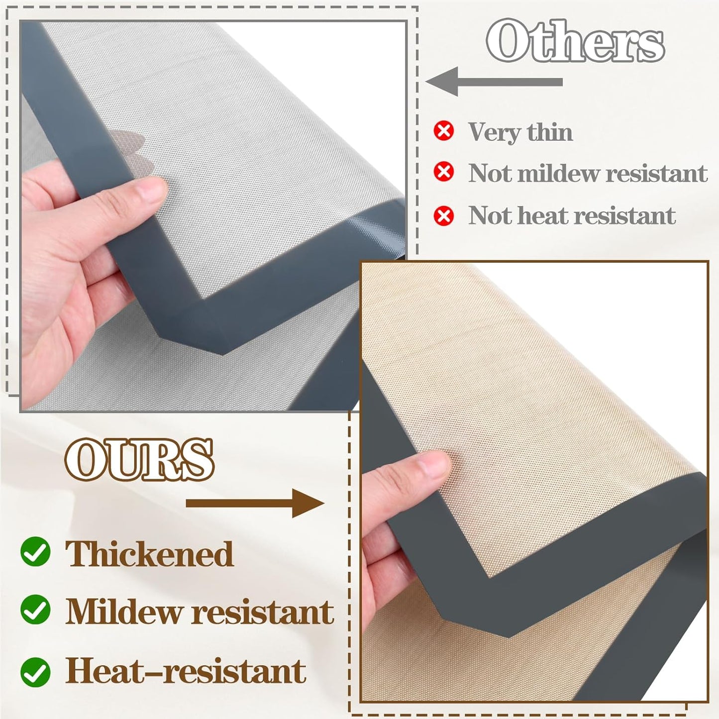 Ninsula Silicone Baking Mats - Non-Stick, Food Safe 2-Pack | 16.5"x11.6" for Cookies, Bread, Pizzas