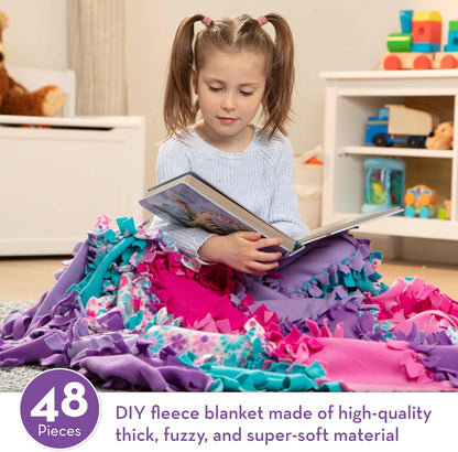 Melissa & Doug Flower Fleece Quilt No-Sew Craft Kit - 48 Squares, 4' x 5' for Creative Fun