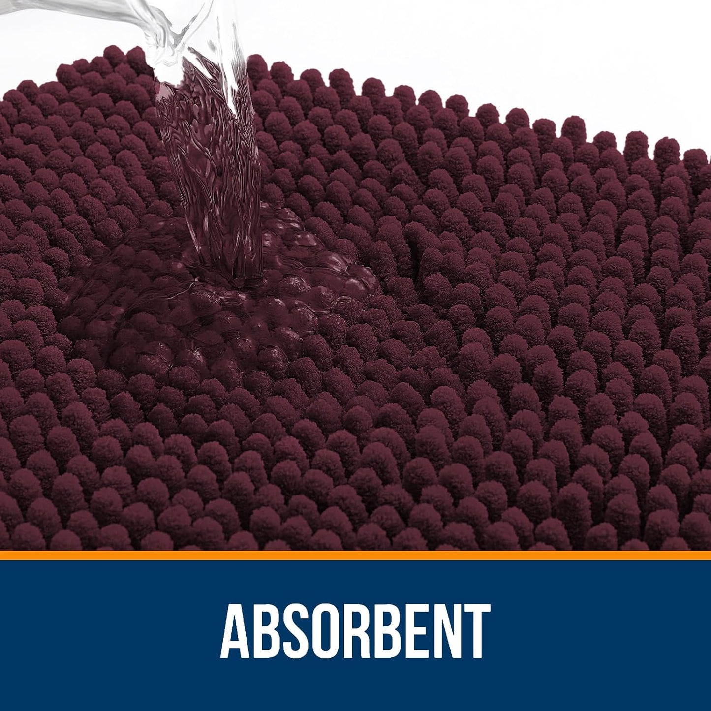 OLANLY Bathroom Runner Rugs - Soft Absorbent Chenille | Quick-Dry Rubber Backing, 44x24, Black Cherry