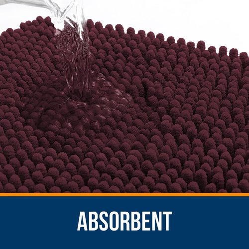 OLANLY Bathroom Rugs 30x20, Extra Soft Absorbent Chenille Bath Rugs, Rubber Backing Quick Dry, Machine Washable Bath Mats for Bathroom Floor, Tub and Shower, Home Decor Accessories, Black Cherry