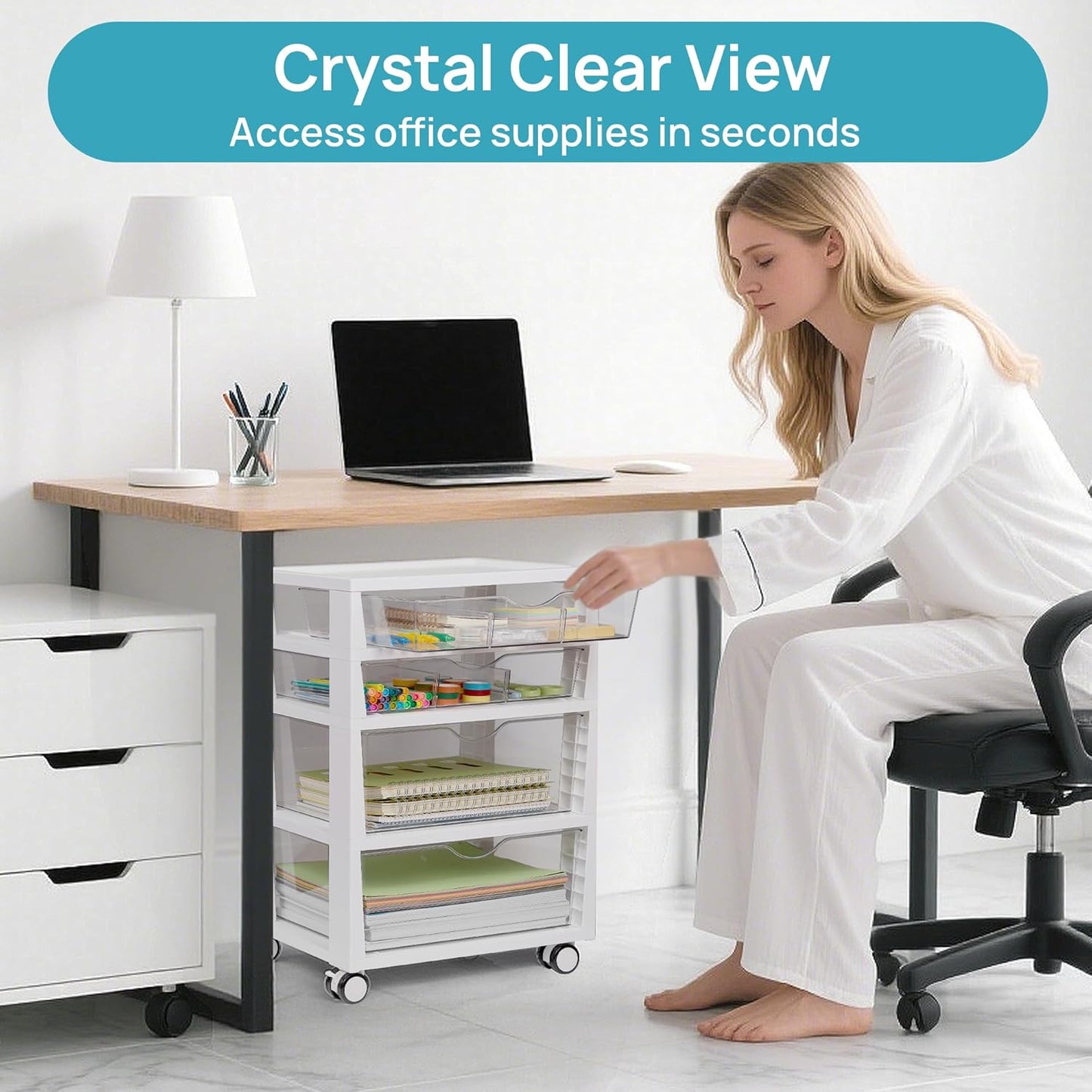 Vtopmart 4-Tier Rolling Drawer Cart - Versatile Storage Organizer for Home, Office, Crafts & Toys