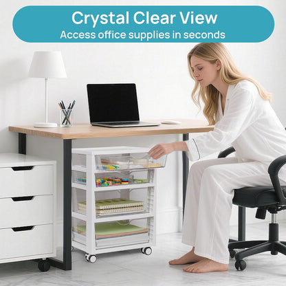 Vtopmart 4-Tier Rolling Drawer Cart - Versatile Storage Organizer for Home, Office, Crafts & Toys