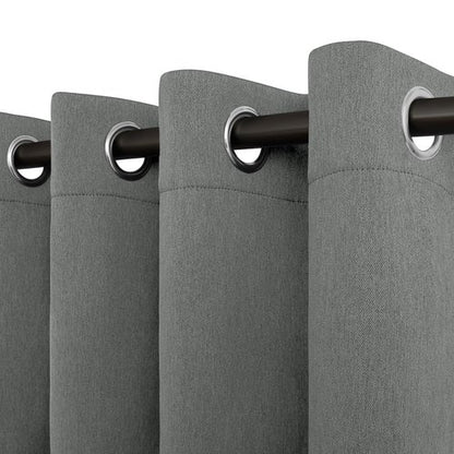 Easy-Going Linen Look Blackout Curtain Grommet Window Curtain Drapes for Bedroom, Living Room Thermal Insulated Room Darkening (2 Panels, 52x84 inch, Grey)