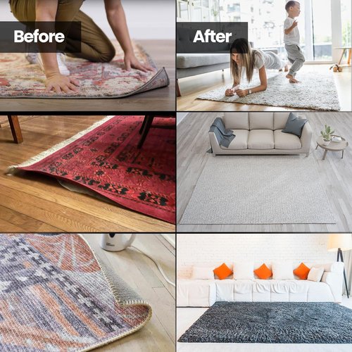 Muddy Mat® Heavy Duty Non-Slip Reusable Rug Corner Pads - Double-Sided Adhesive Pad for Corners and Sides on Hardwood Floors, Area Rugs - Keep Your Rug in Place (Pack of 4)
