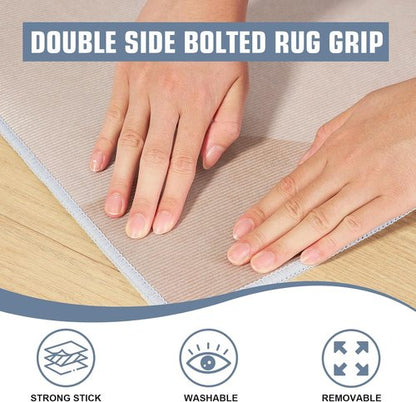 Heavywood Non-Slip Rug Grippers - Reusable Double-Sided Carpet Tape for Area Rugs | 8-Pack Washable Stickers