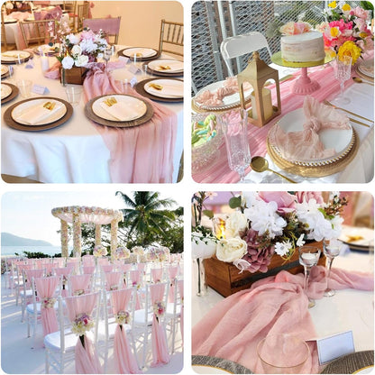 Blushing Pink Cheesecloth Table Runner - 10ft Rustic Gauze for Weddings & Baby Showers | 32x120 Inches