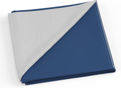 Medline Washable Bed Pads - Large 34 x 36 Inch Reusable Underpads | 4 Pack for Incontinence, Navy & Gray
