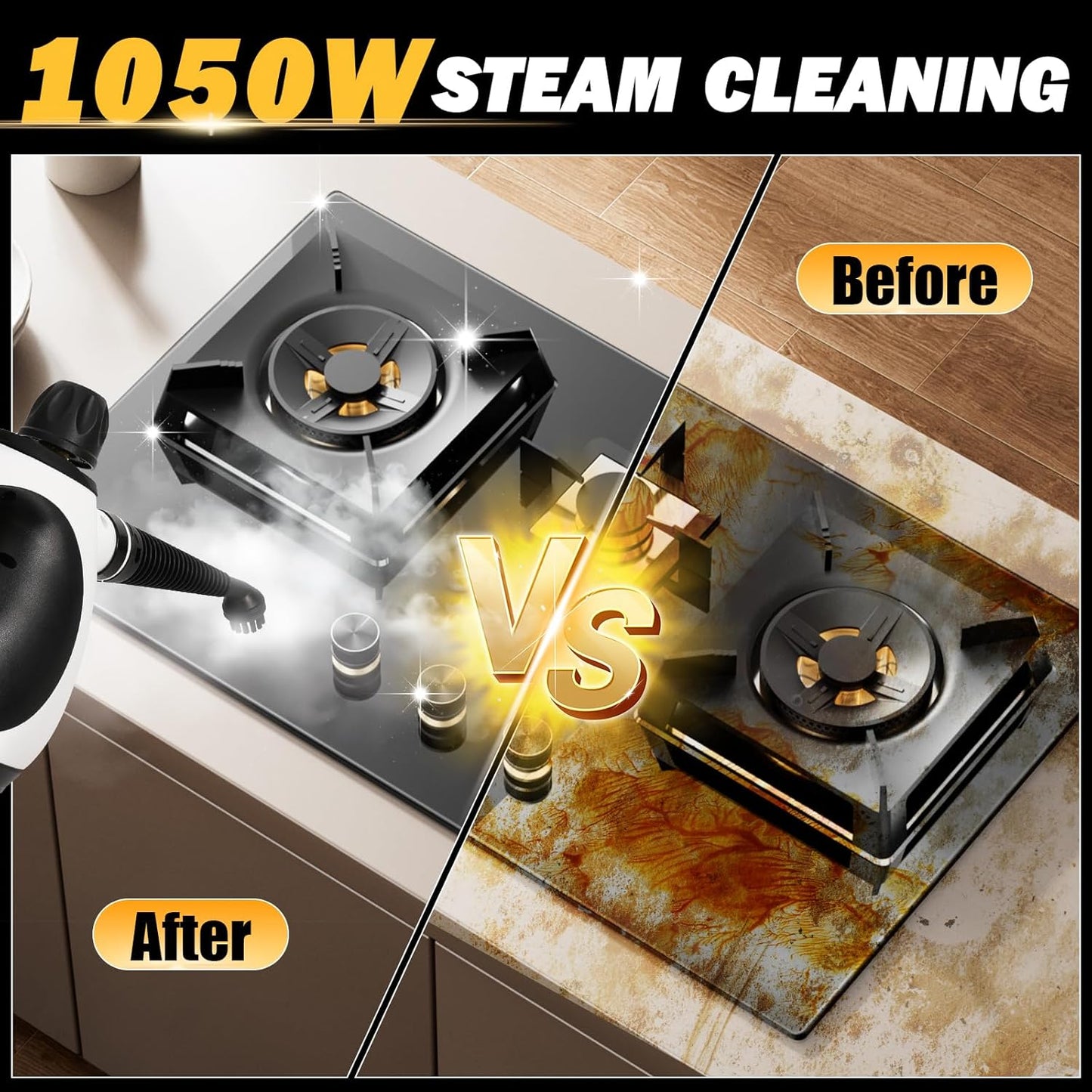 Pressurized Handheld Steam Cleaner for Home with 12 pcs Accessories, Multi-Surface Natural Steamer for Effective Cleaning, Fast Heating for Cleaning Home, Furniture, Car, Grout, Window