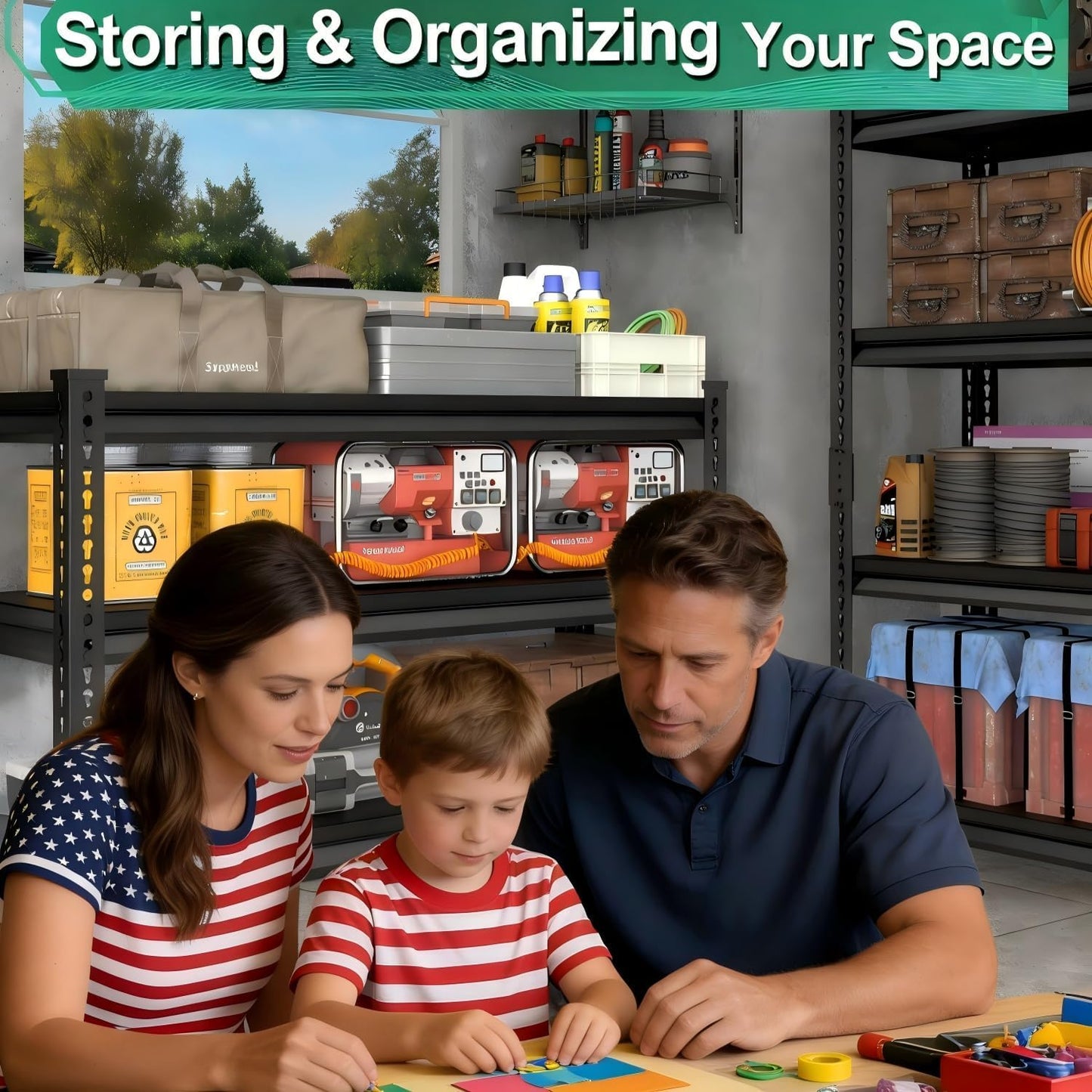 **Skiennix Heavy-Duty Metal Storage Garage Shelving - 1,200 Lbs Capacity, 3-Tier Adjustable Rack, Black 40" W x 16" D x 36" H**