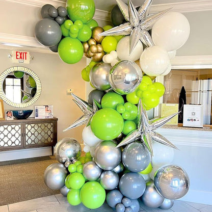 Skiennix Lime Green Balloons - 120pcs in 5-18 Inch Sizes for Dinosaur Baby Shower & Birthday Party Decor