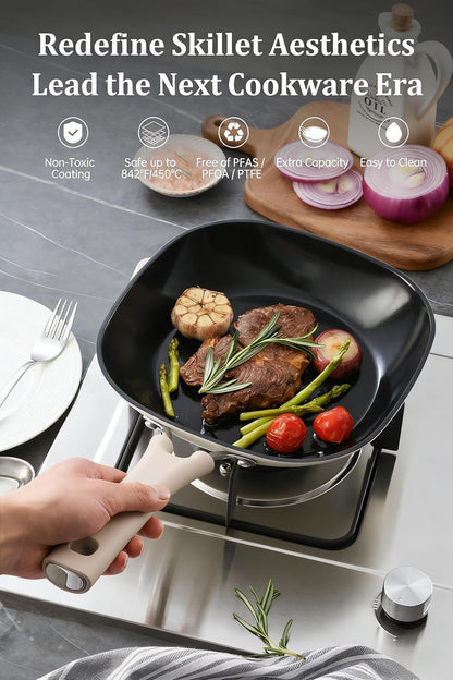 Skiennix 8-Inch Ceramic Nonstick Frying Pan | Eco-Friendly, PFAS & PFOA-Free, Induction Compatible