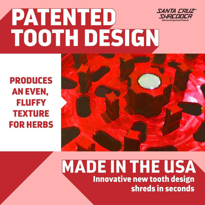 Santa Cruz Shredder Metal Herb Grinder Knurled Top for Stronger Grip 3-Piece Medium 2.2" (Red)