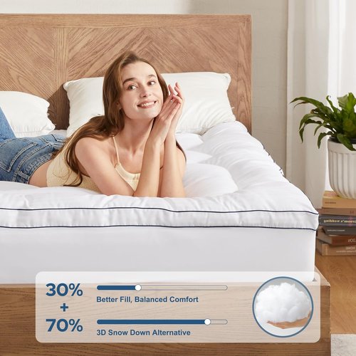 BEDLORE King Mattress Topper - Thick Pillow Top Pad for Back Pain Relief | Cooling Soft Cover with Deep Pockets (6-18 Inch)