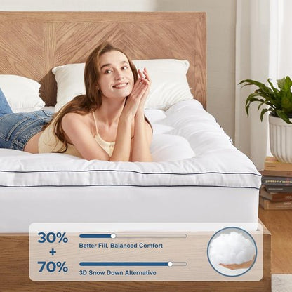 BEDLORE Queen Mattress Topper - Thick Pillow Top for Back Pain Relief | Soft Mattress Pad with Deep Pockets (6-18 Inch)