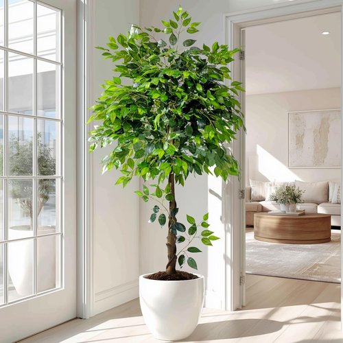 Erimda 5ft Artificial Ficus Tree - Realistic Faux Silk Plant for Home Decor | Indoor Living Room & Office