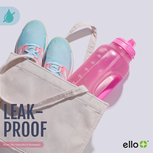 Ello Hydra 64oz Half Gallon Water Jug - Motivational Time Markers & Leak-Proof Lid | BPA-Free, Reusable Bottle