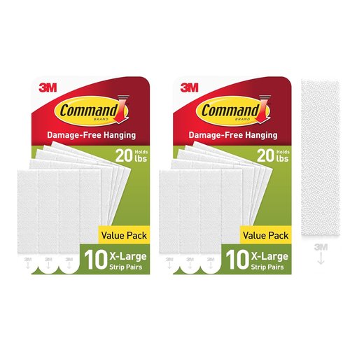 Command 20 lb XL Heavyweight Picture Hanging Strips - Damage-Free Home Decor Hangers | 20 Pairs (40 Strips)