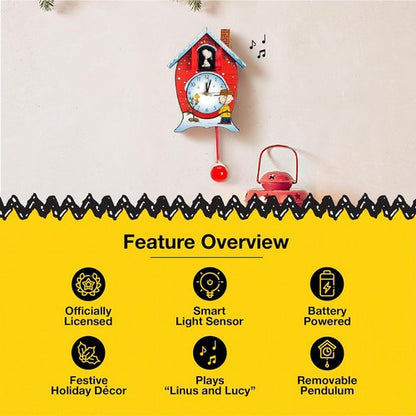Mark Feldstein Peanuts Cuckoo Clock - Linus and Lucy Song, 17-Inch Red Design
