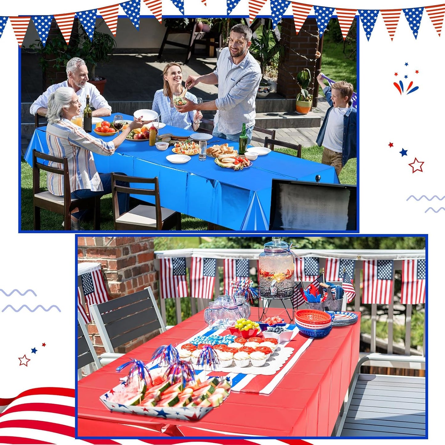 Regine Switzerland 4th of July Tablecloths - Patriotic Foil Design | 54 x 108 Inch Rectangle for Celebrations