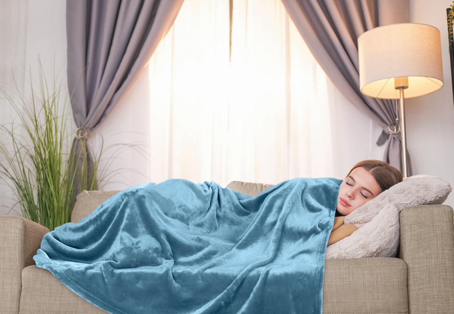 Utopia Bedding Fleece Blanket Throw Size Washed Blue 300GSM Luxury Anti-Static Fuzzy Soft Microfiber Blanket for Couch, Sofa and Bed (50x60 Inch)