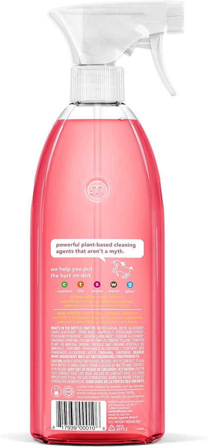 Method All-Purpose Cleaner Spray - Pink Grapefruit Scent | Ideal for Counters & Tiles - 28 Fl Oz (Pack of 8)