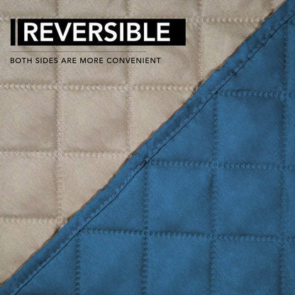 Easy-Going Oversized Recliner Cover Reversible Couch Cover Sofa Cover for Living Room Water Resistant Furniture Protector with Elastic Straps for Pets Dog(Oversized Recliner, Peacock Blue/Beige)