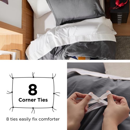 Bedsure Dark Grey Duvet Cover Twin/Twin XL Size - 2 Pieces Prewashed Cotton-Like Extra Soft Bedding Set, Includes 1 Twin Duvet Cover 68x90 Inches with Zipper Closure & 1 Pillow Sham, No Comforter
