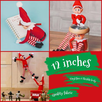 Elfie & Elvie | Fun Playful Elf Figures - Soft Body & Vinyl Face - Set of 2, Red
