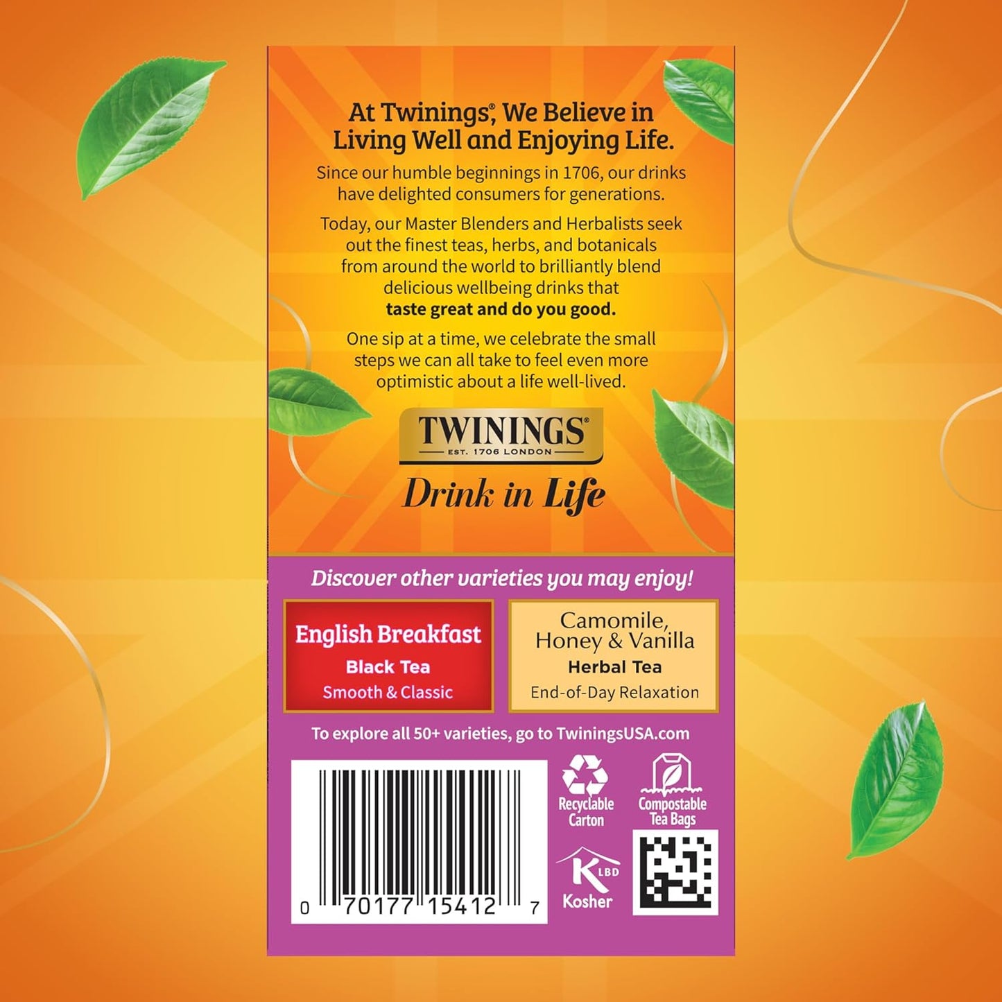 Twinings Darjeeling Black Tea - Delicate Light Taste, Caffeinated, 120 Individually Wrapped Bags