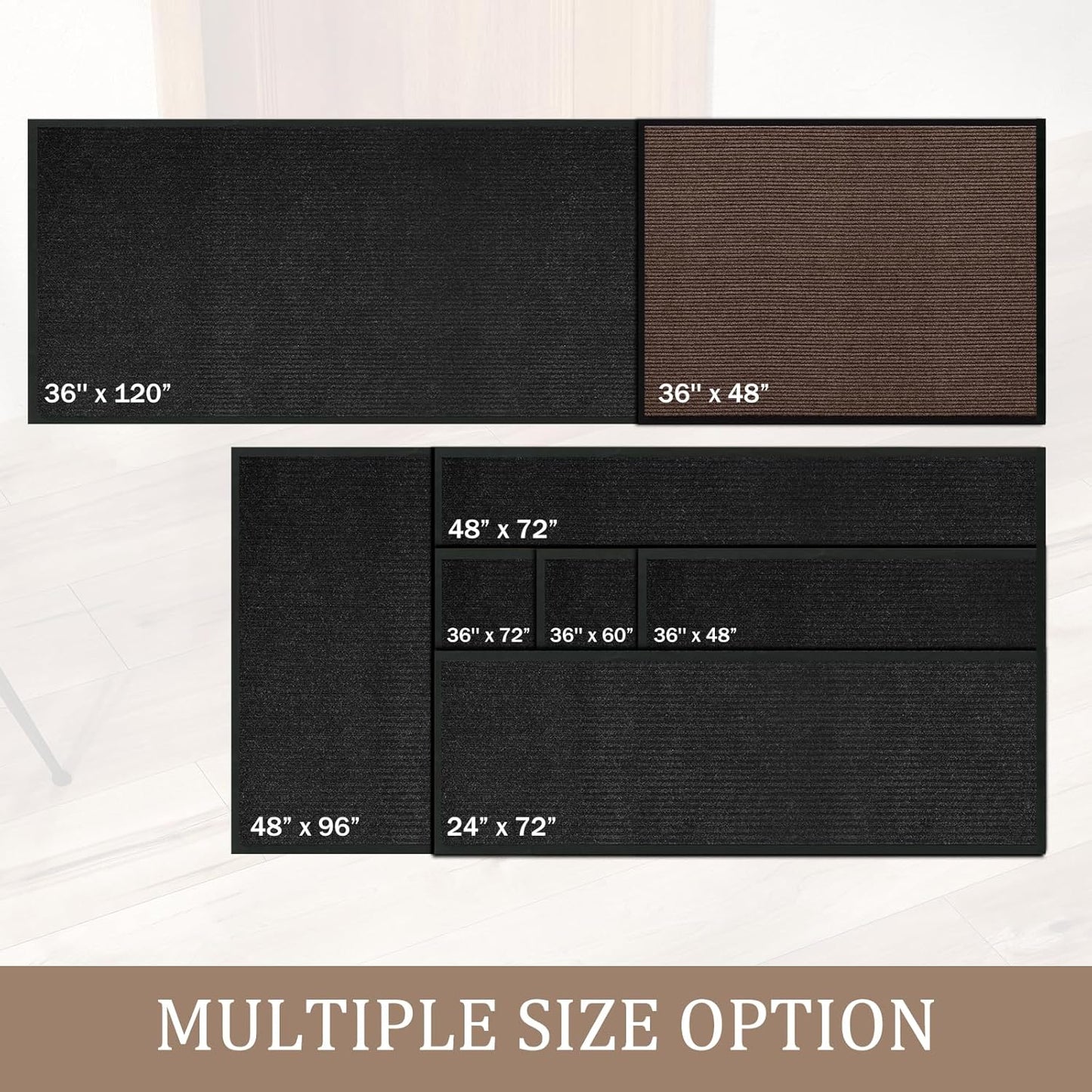 Traffic Guard | Heavy-Duty Commercial Grade Door Mat - Non-Slip Rubber Backing, 3' x 4', Brown