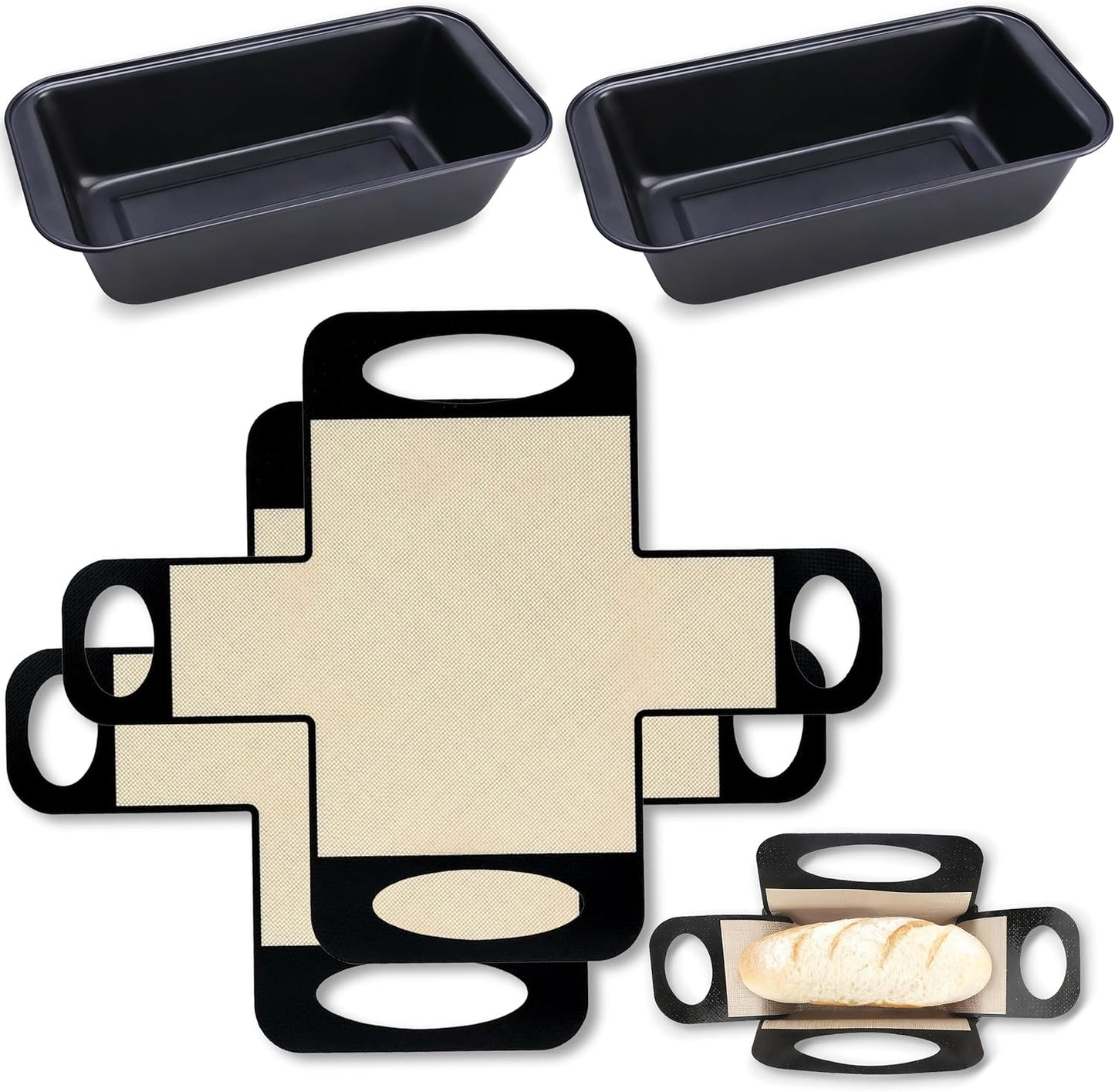 USA Pan 9 x 5 Loaf Pan Set - Nonstick Bread Pans with Silicone Sling for Perfect Baking