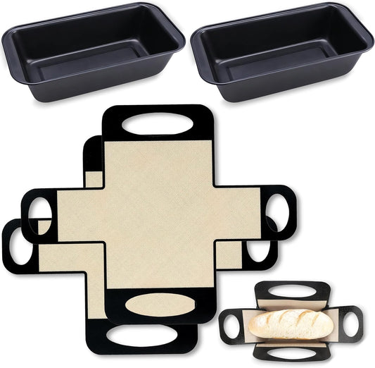 USA Pan 9 x 5 Loaf Pan Set - Nonstick Bread Pans with Silicone Sling for Perfect Baking
