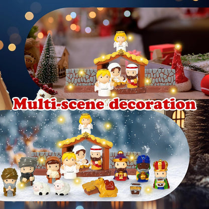 Regine Switzerland 19-Piece Christmas Nativity Set - Hand-Painted Resin Figurines for Festive Table Decor