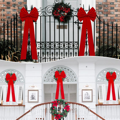 Regine Switzerland Christmas Bows - Large 18”x35” Red Velvet Car & Tree Bow Topper | 2 Pack for Holiday Decor