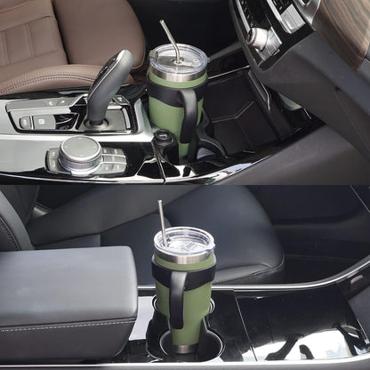 WETOWETO 20oz Insulated Stainless Steel Tumbler - Double Wall Travel Mug with 2 Lids & Straws | Army Green