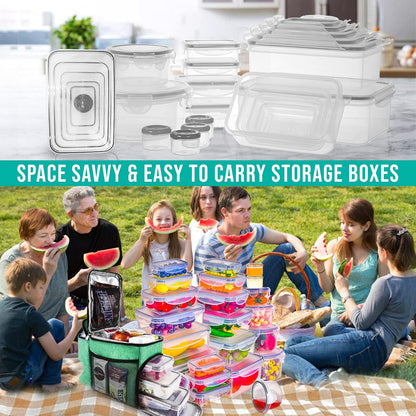 RockBerry 50 Pcs Airtight Food Storage Containers Set | 85 OZ Large & Small | BPA Free, Leak Proof, Stackable