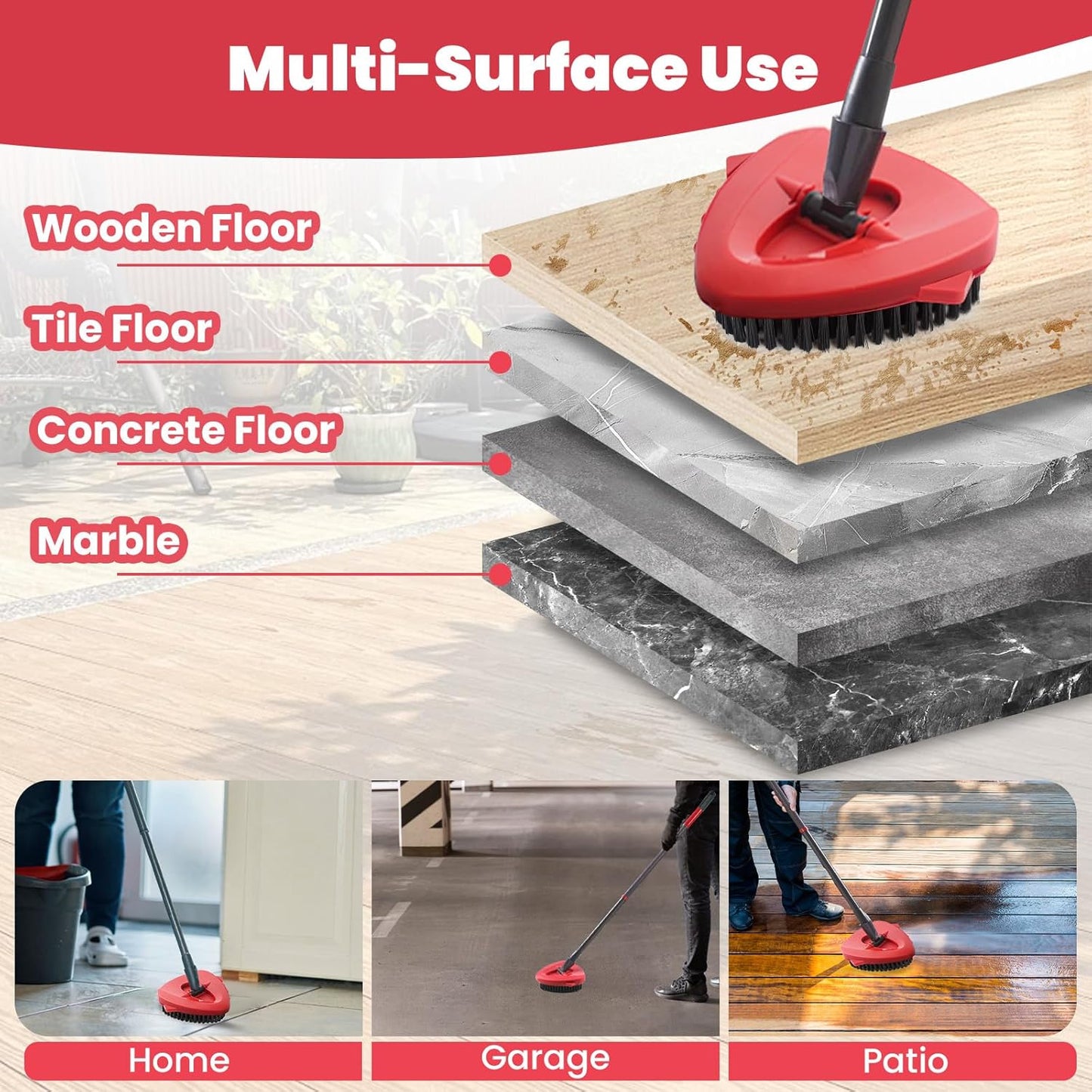 O Cedar Spin Mop Replacement Kit - 2 Microfiber Mop Heads, 58" Handle & Scrub Brush Attachment