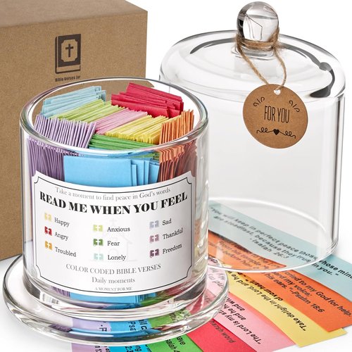 Bible Verse Jar - 200 Upgraded Scripture Verses | Inspirational Christian Gifts for Women