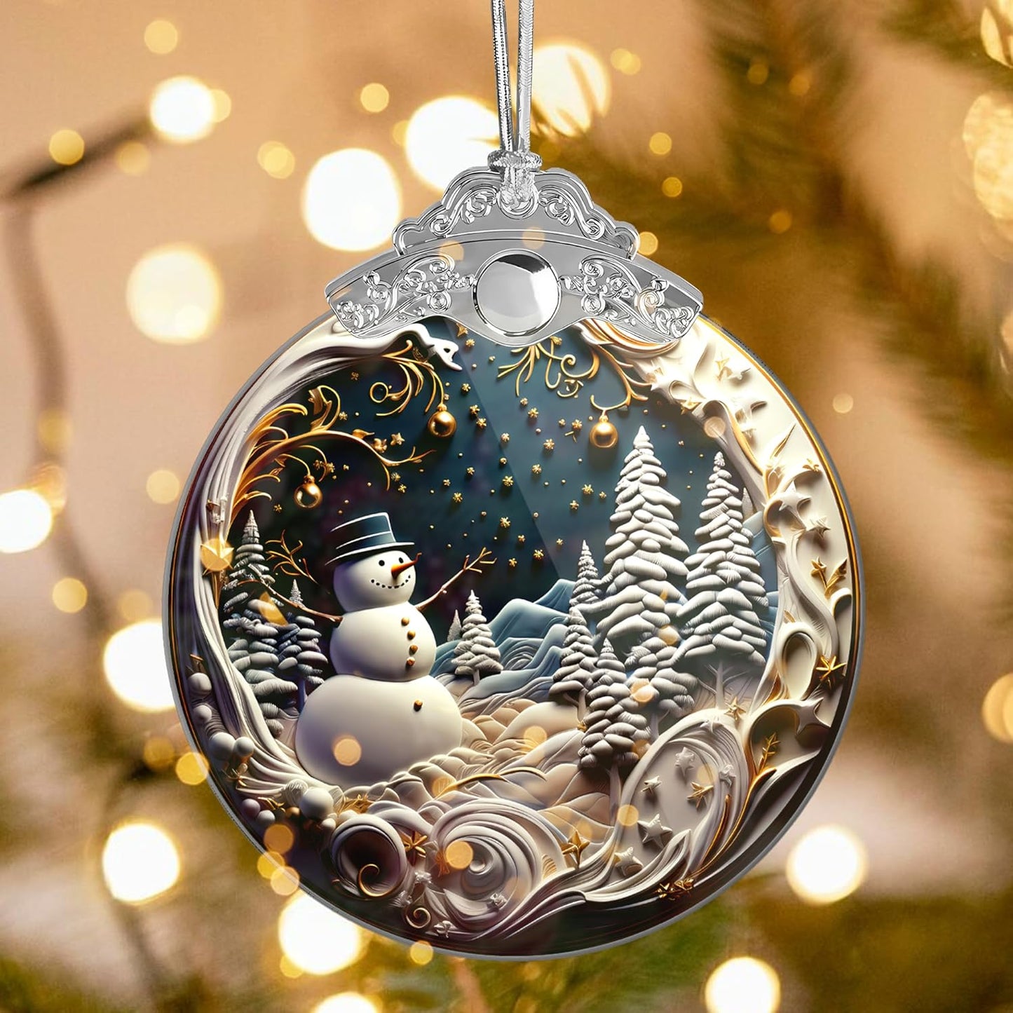 Skiennix Christmas Ornaments - Unique 4-Inch Snowman Acrylic Art for Holiday Decor | Festive Car Decorations