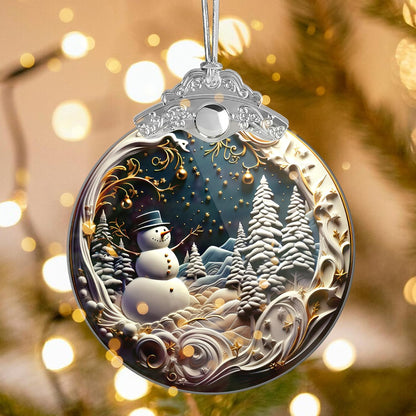 Skiennix Christmas Ornaments - Unique 4-Inch Snowman Acrylic Art for Holiday Decor | Festive Car Decorations