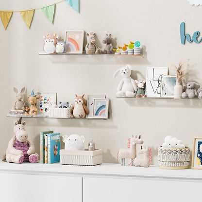 Upsimples 6 Pack Acrylic Floating Shelves - 15" x 4" Wall Storage for Kids' Rooms & Home Decor | Clear Display Shelf