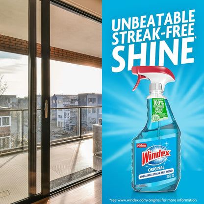 Windex Glass & Window Cleaner Refill - Eco-Friendly 100% Recycled Plastic, Original Blue Scent, 2L (Pack of 2)