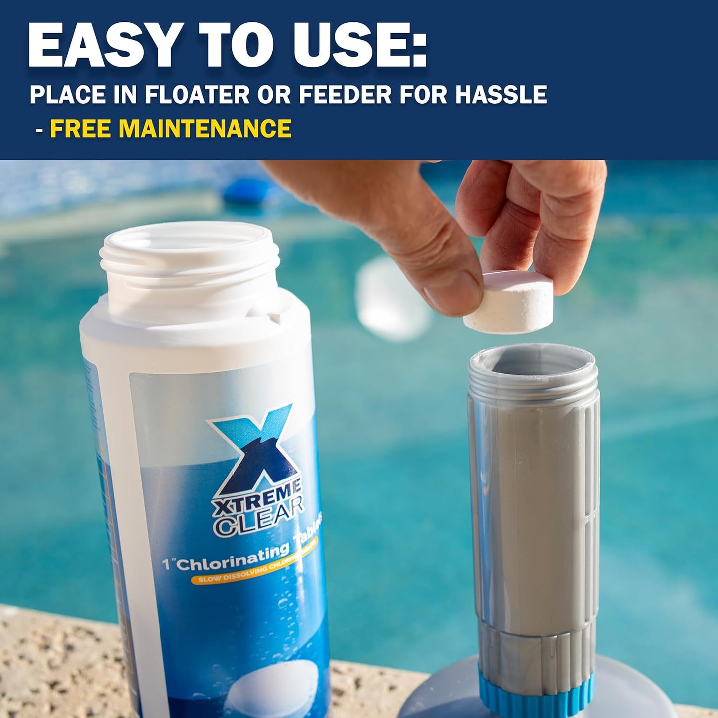 XtremeClear Chlorine Tablets - Long-Lasting 1" Stabilized Tablets for Pools & Spas | 1.5 Pounds
