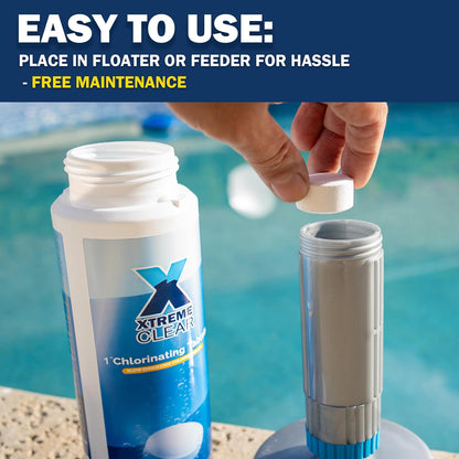 XtremeClear Chlorine Tablets - Long-Lasting 1" Stabilized Tablets for Pools & Spas | 1.5 Pounds