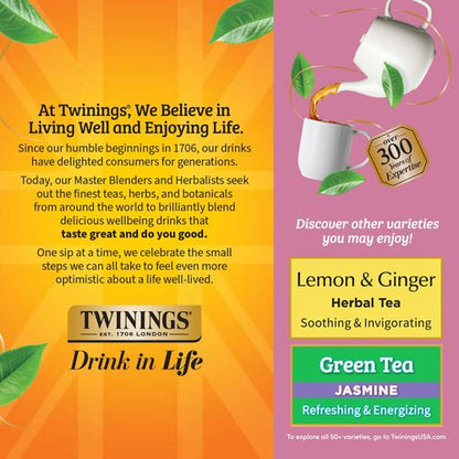 Twinings Pomegranate & Raspberry Herbal Tea Individually Wrapped Bags, 100 Count (Pack of 1), Naturally Caffeine-Free, Enjoy Hot or Iced, 100 Teabags